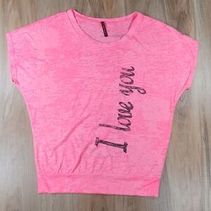 💜Miss Royal T Neon Pink Burnout Batwing Top Medium